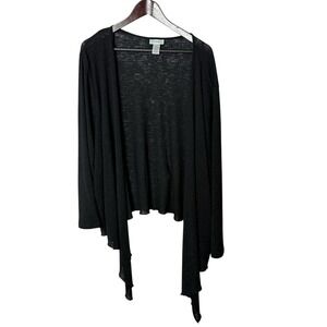 Catherines Womens Open Front Drapy Stretchy Cardigan 4X Plus Size 30W 32W Black